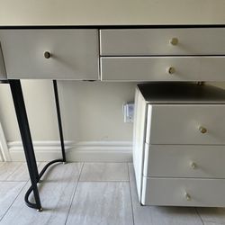 Modern Desk | Makeup Vanity | White & Gold Desk