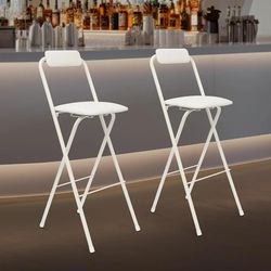 White Bar Stools With Back Rest(2)