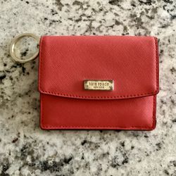 Kate Spade Red Saffiano Leather Keyring Coin Purse Wallet