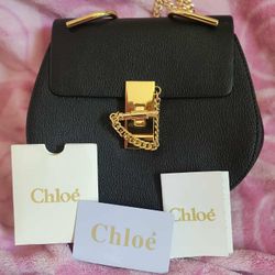 Chloé Leather Flap Chain Piston Drew Bag Crossbody HandBag