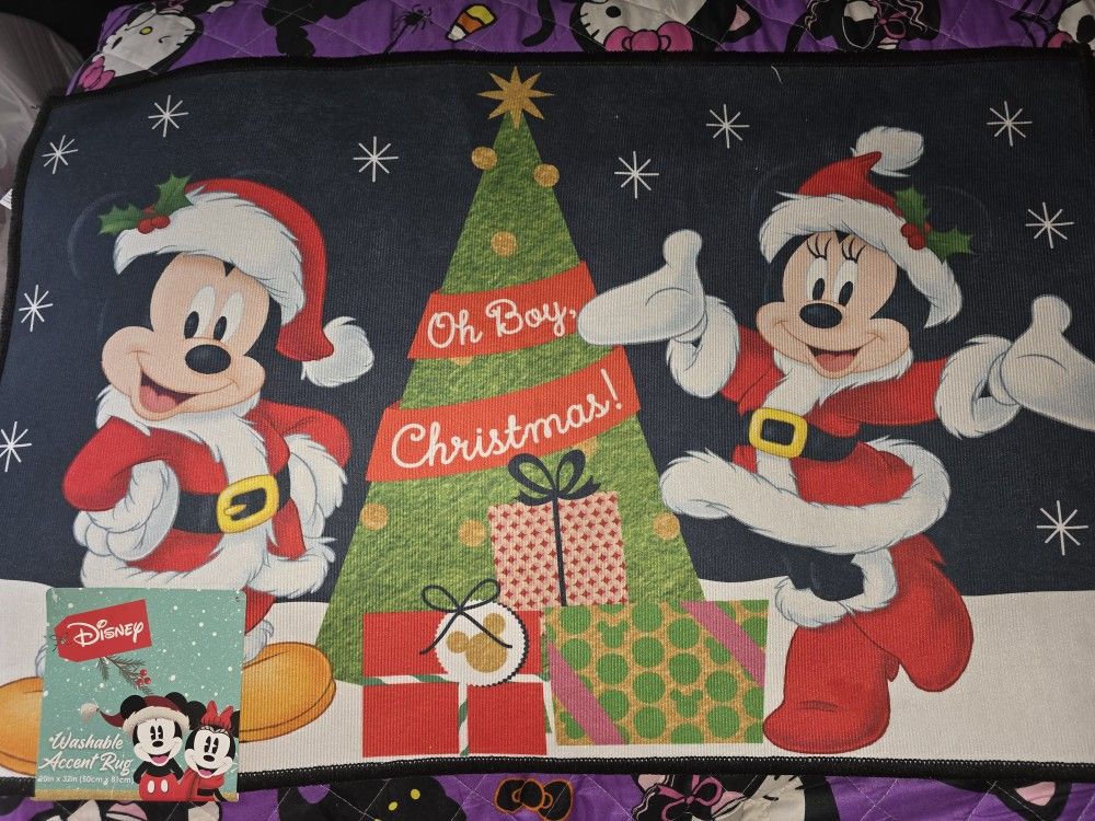 Mickey And Minnie Mouse Christmas Door Mat