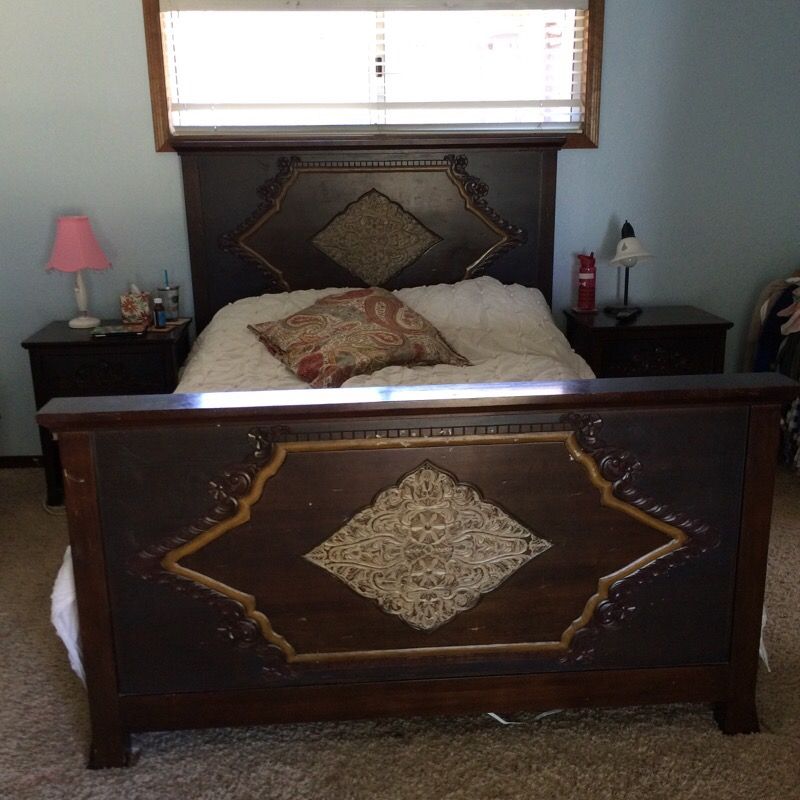 Pier 1 Balinese queen bed set 5 pieces