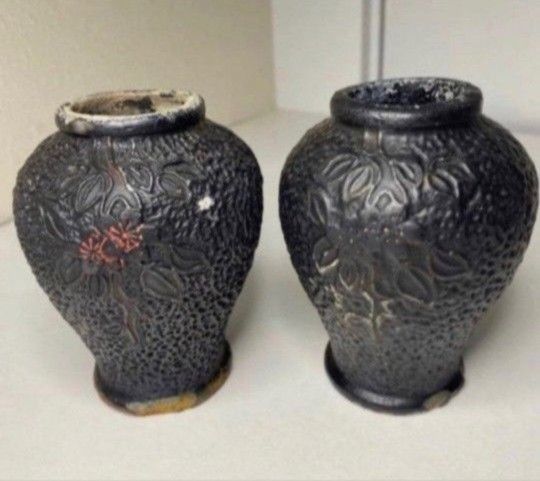 Pair Japanese Vases Antique 