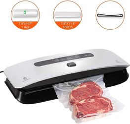 ES109 $10  Vacuum Sealer Machine, Vacuum Sealer Bags for Food Preservation, Food Automatic Vacuum Air Sealing System w/Dry & Moist Mode Starter Kit  S
