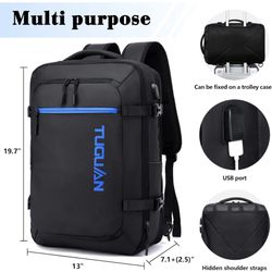 TUGUAN Travel Laptop Backpack 40L Large Computer Backpack with USB Charging Port 17 Inch Business Backpack for Men Work Expandable Travel Backpacks Co