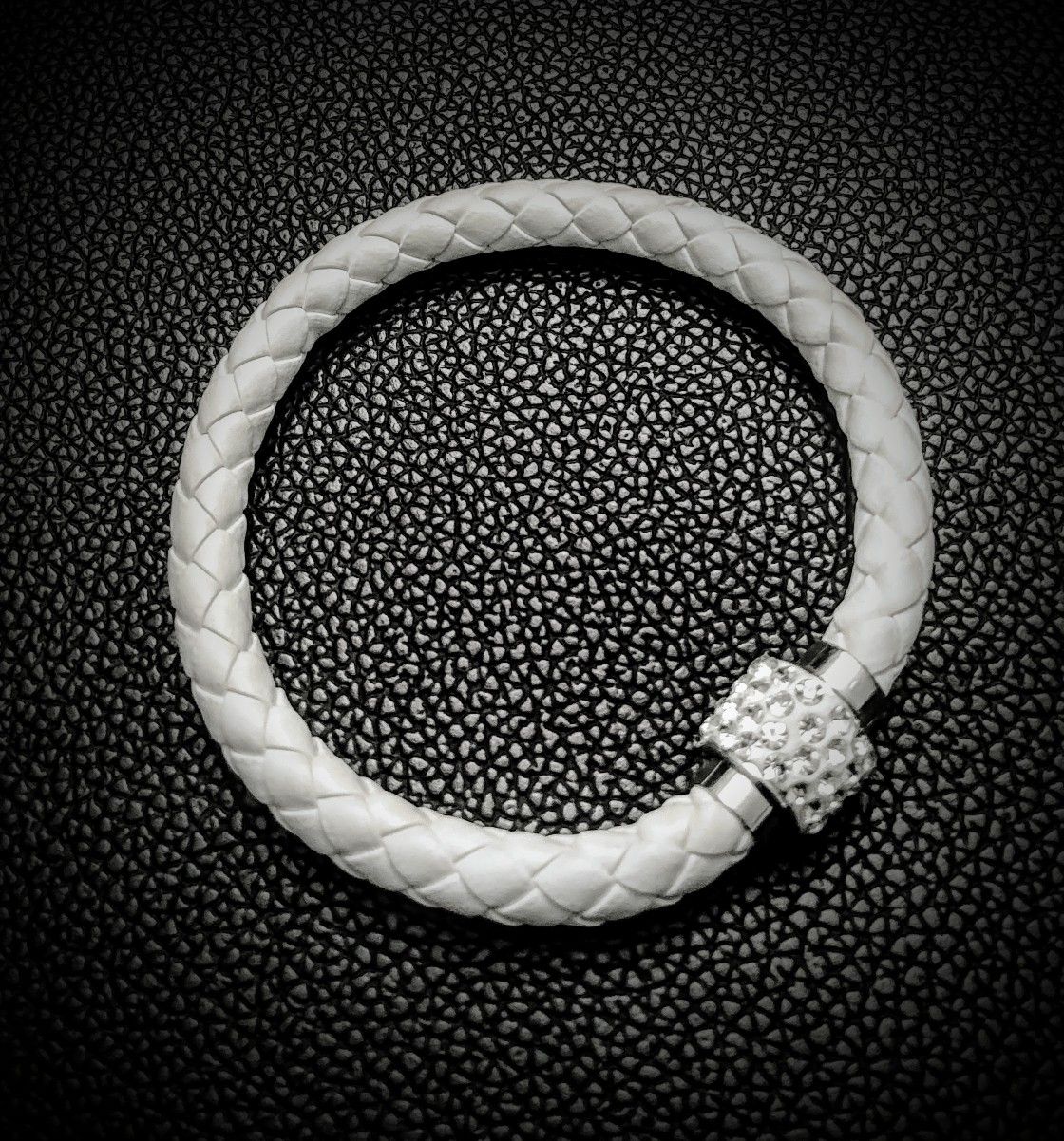 Leather Energy & Balance Bracelet - White