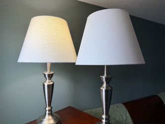 Pair of Brushed Nickel Table Lamps