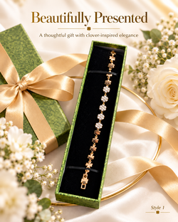 ✨ Style 1 – Elegant Gold-Tone Floral Clover Bracelet ✨