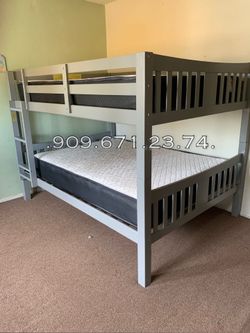 Full full size grey Bunkbed with orthopedic mattress included