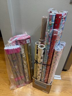 Large Lot of Christmas Wrapping Paper Rolls