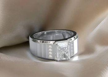 New 2.24 Carat IGI Certified Lab Diamond Men’s 18k White Gold Ring