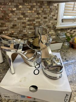 Aldo Silver Stilettos Woman Shoes Size 8