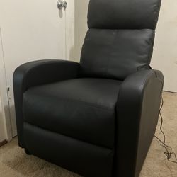 HCY Massage Recliner Chair Padded Wide Seat Sofa Wingback Single Sofa with Footrest PU Leather for Living Room,Home Theater(Black)