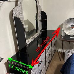 Black And Gray Dresser With Mira Headboard With Mira