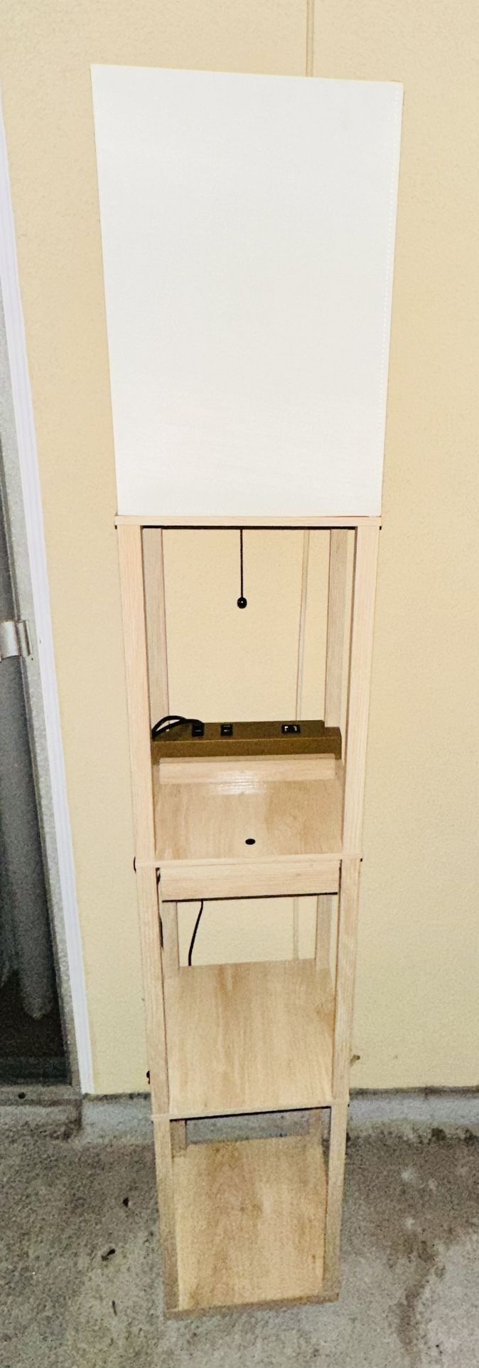 Modern Tower Floor Lamp w/ Display Shelves & Soft White Shade