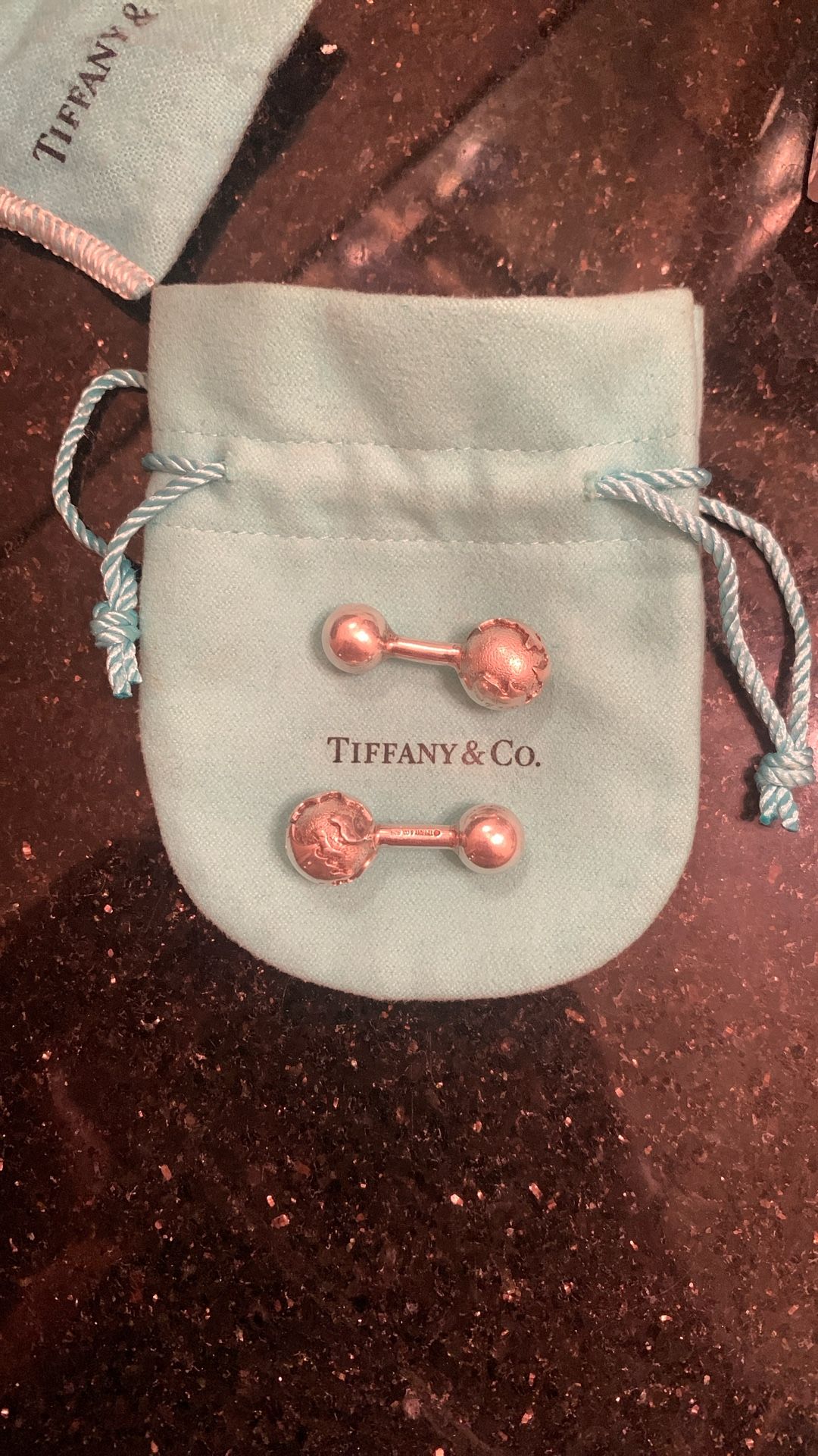 Tiffany & Co. Sterling Silver Globe Cuff Links