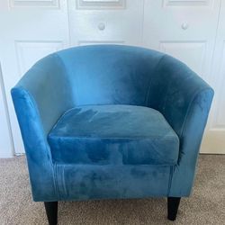 (1) Teal Upholstered Barrel Accent Chair