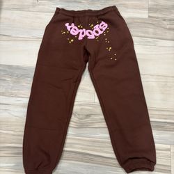 OG Brown  Sp5der Sweatpants, Brand New, Side Medium