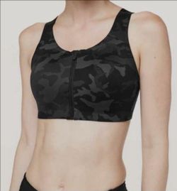 Lululemon Camo Gray & Black Sports Enlite Front Zip Sports Bra 36D.