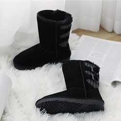 DREAM PAIRS Kids Faux Fur Lined Mid Calf Winter Snow Boots Color Black