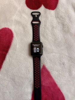 Apple Watch with Black and Red Sport Band