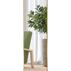 New 47"x14" Gold Full Length Mirror Aluminum Framed, Modern Long Wall Mirror Tall Full-Body, Wall