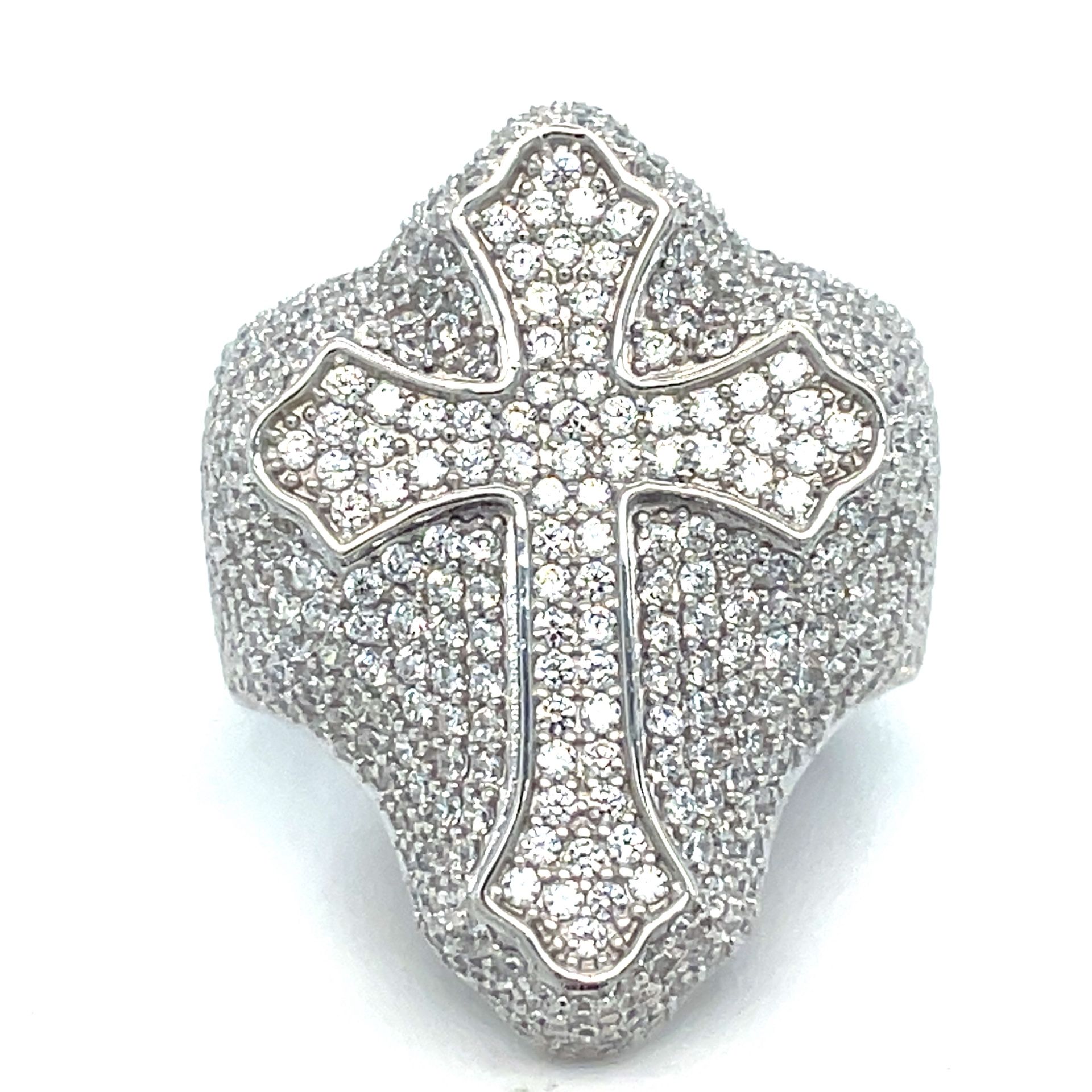 925 Sterling Silver CZ Cross Ring 12.60g Size 10 198533/5