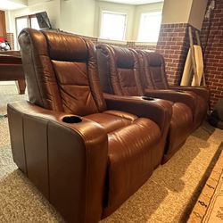 Pottery Barn Custom Leather Electric Recliner 