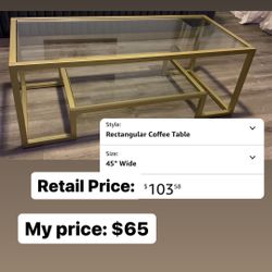 Gold Rectangular Coffee Table 