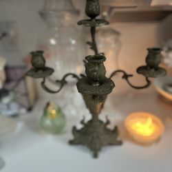1800 French Baroque 5 Arm Brass Candelabra