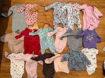 28pc BUNDLE Baby Girl 3 Mos Clothes Onesies Jackets Pants
