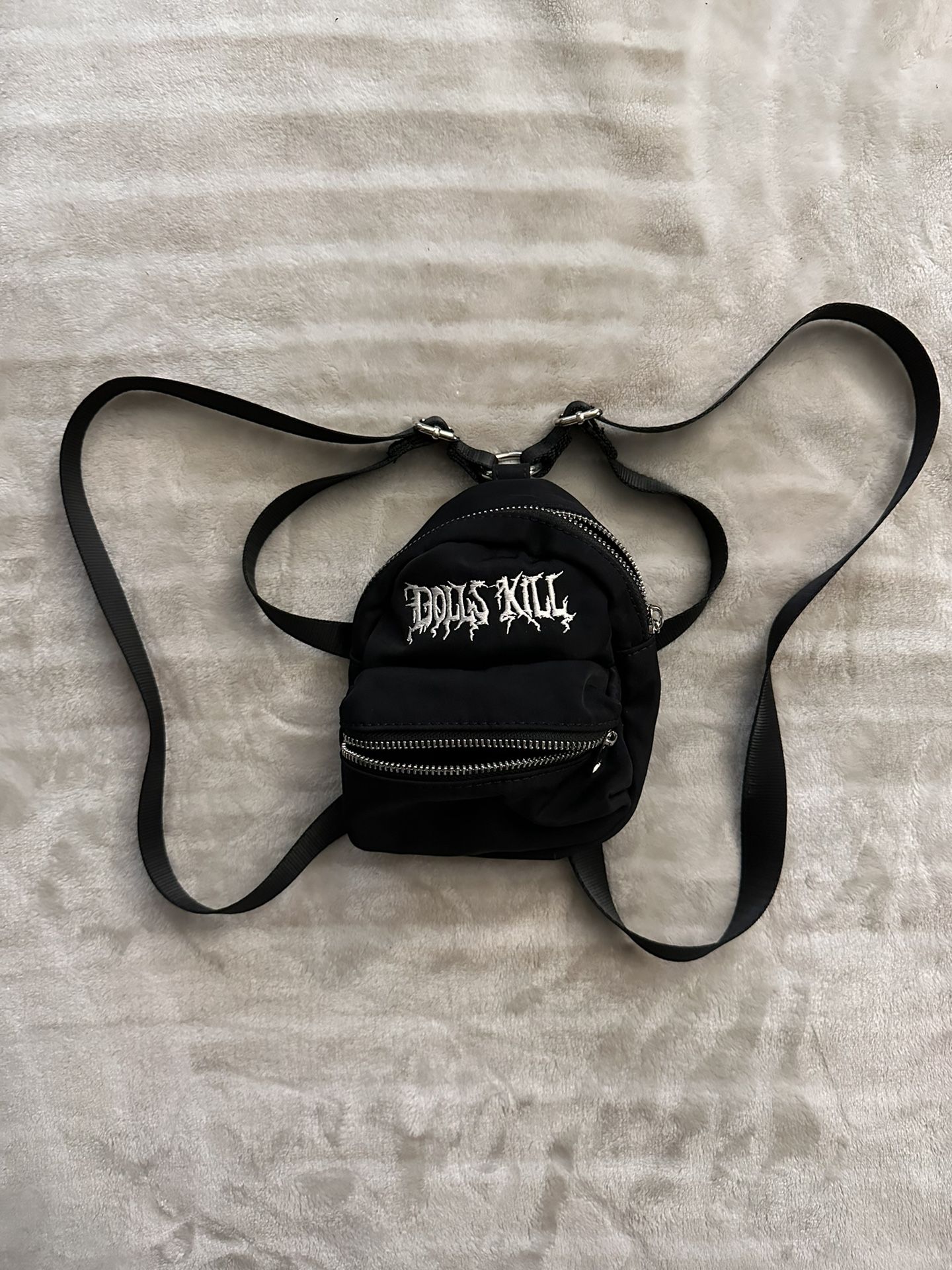 Dolls Kill Mini Backpack Black Nylon 6"H X 4"W Small Mini Back Pack