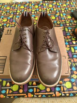 J.Crew Oar Stripe Italian Leather Derbys Dusty Charcoal Dress Shoes Size 10