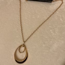 20” Gold Plated Necklace With Teardrop Dangle Pendant,by Pure Expression 