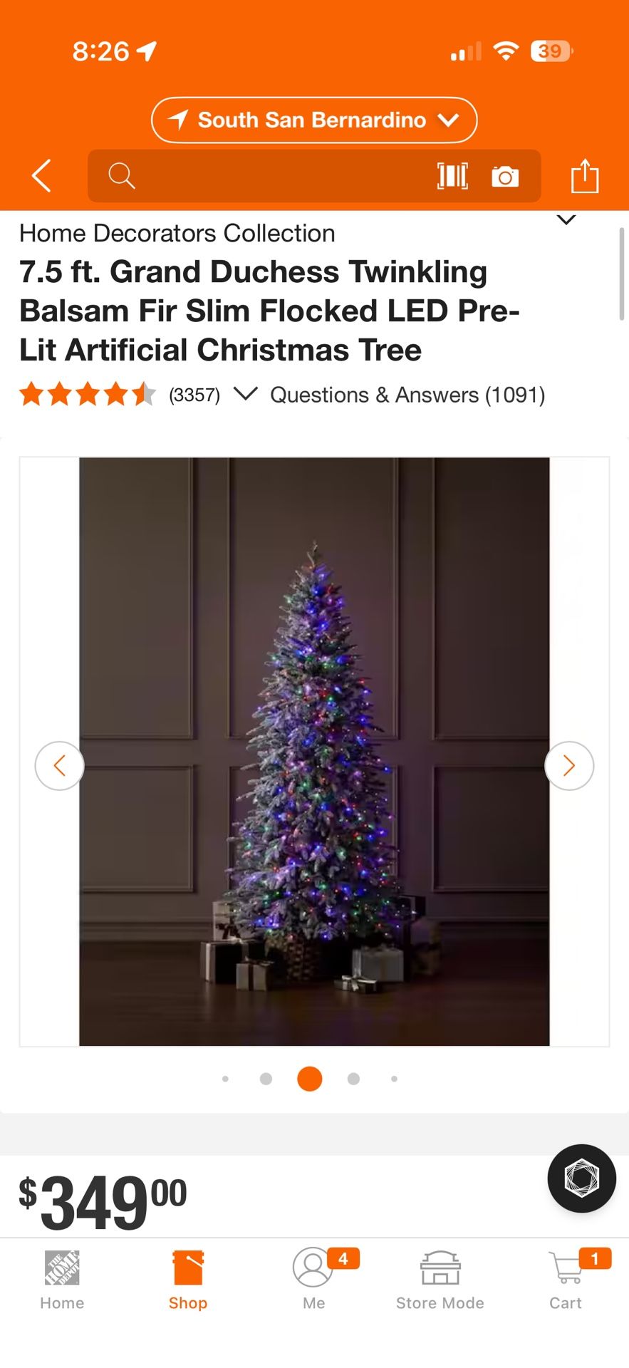 Home Decorators Collection 7.5 ft. Grand Duchess Twinkling Balsam Fir Slim Flocked LED Pre-Lit Artif