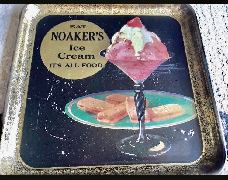 Vintage advertising tray. Noakers ice cream