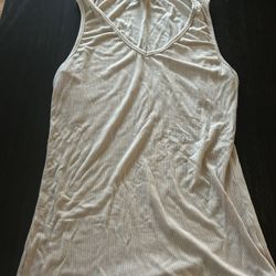 Beige v neck tank top size large 