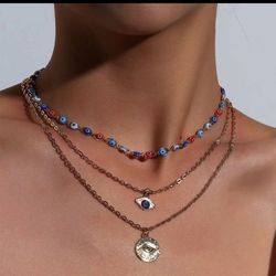 New Turkish Evil Eyes Multilayer Chain Choker Necklaces