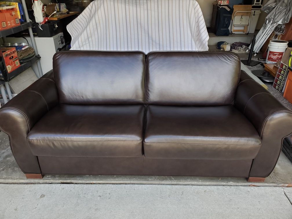 Brown Leather sofa (sleeper)