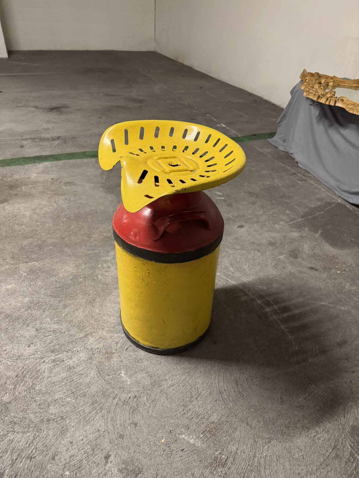 vintage tractor seat milk can stool