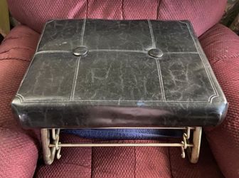 Black Mid Century adjustable foot stool