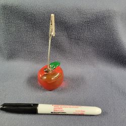 Vintage Apple Shaped Paperweight With Clip For Note Or Photo