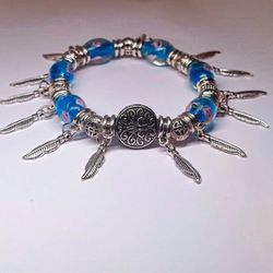 Pandora Style Lampwork Beaded Charm Bracelet 