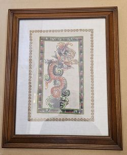 MAYAN PYROGRAPHY PAINTING on SWEDE LEATHER