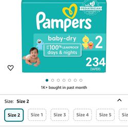 Pampers- Size 2 diaper- One month Supply (234) count