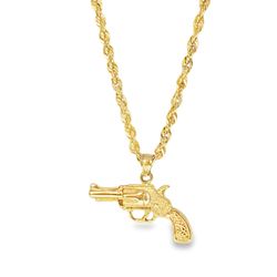 10k Yellow Gold Chain Necklace with Pistol Pendant