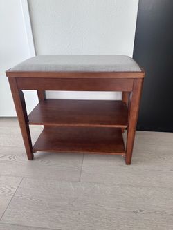 New Wood Shoe Storage Bench w/ Cushion – Assembled