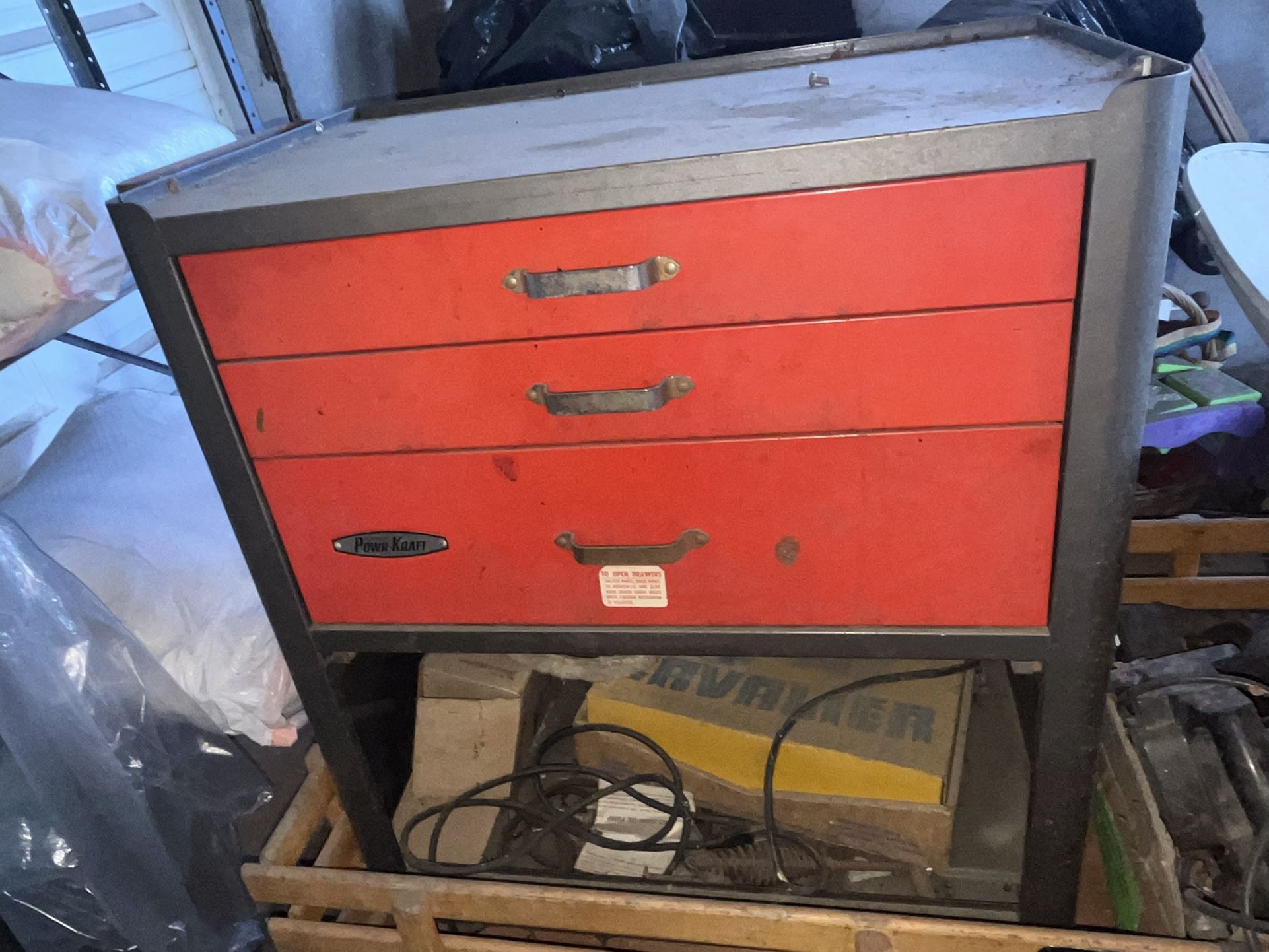 Wards Powr Kraft Tool Box Set Top And Bottom With Tools