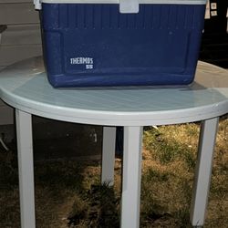 table and large cooler