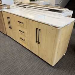 72” Bathroom Vanity In Light Wood Color 